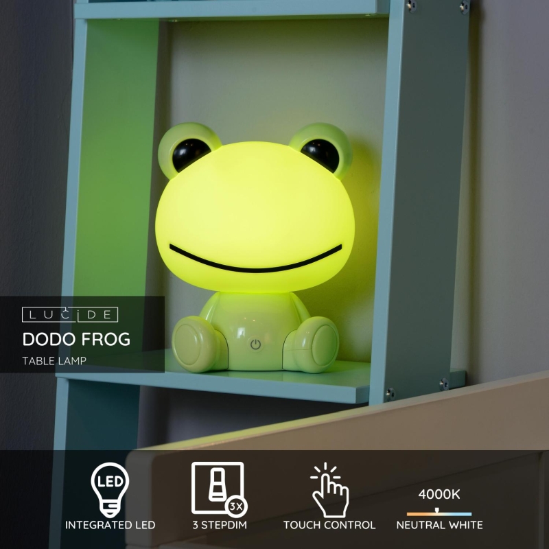 Lucide DODO Frog - Stolná lampa pre deti - LED Dim. - 1x3W - 3 StepDim - Zelená